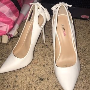 JustFab white heels